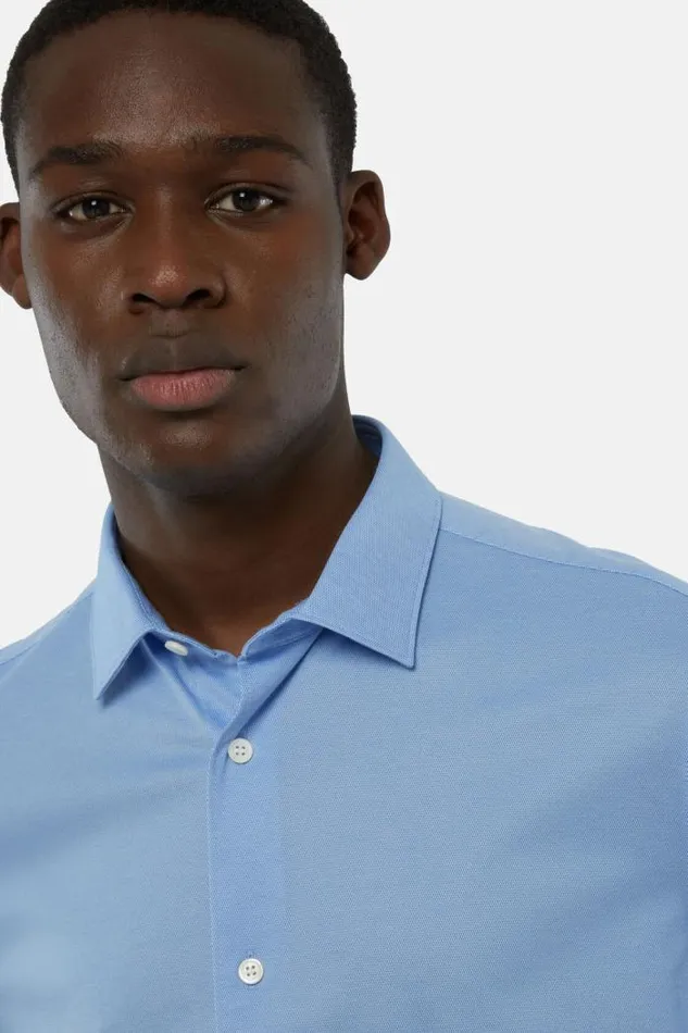 Casual Shirts Men Boggi Milano Slim Fit Blue Shirt In Cotton And COOLMAX Light Blu Casual Shirts Men Boggi Milano Slim Fit Blue Shirt In Cotton And COOLMAX Light Blu