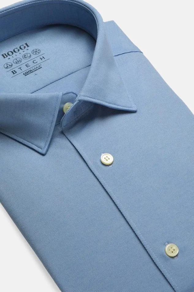 Casual Shirts Men Boggi Milano Slim Fit Blue Shirt In Cotton And COOLMAX Light Blu Casual Shirts Men Boggi Milano Slim Fit Blue Shirt In Cotton And COOLMAX Light Blu