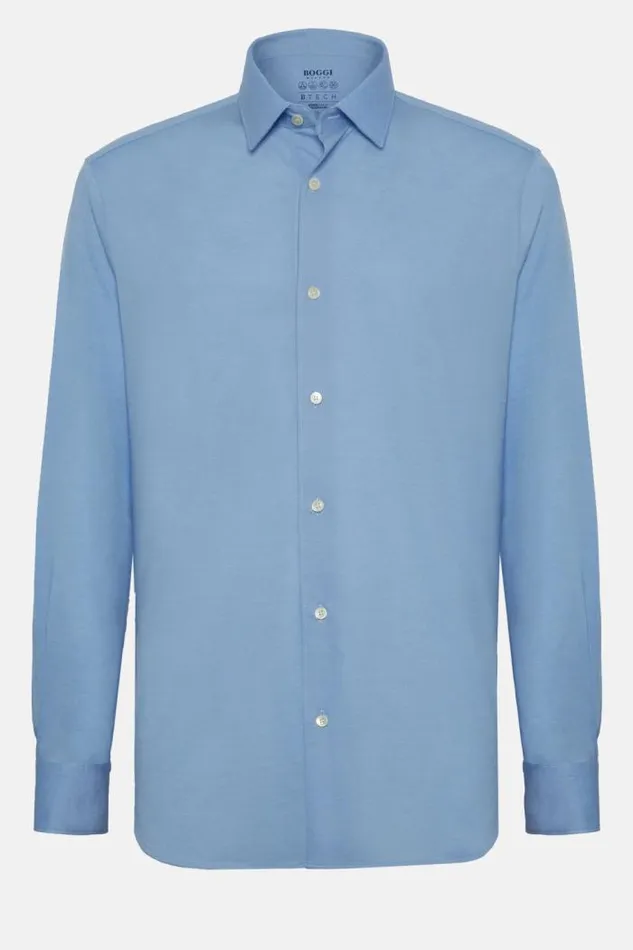 Casual Shirts Men Boggi Milano Slim Fit Blue Shirt In Cotton And COOLMAX Light Blu Casual Shirts Men Boggi Milano Slim Fit Blue Shirt In Cotton And COOLMAX Light Blu