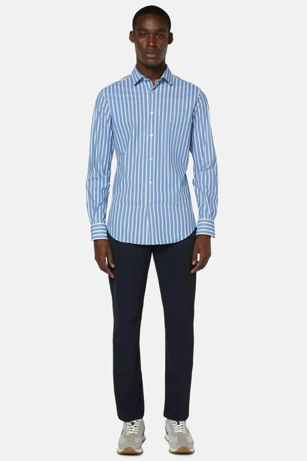 Casual Shirts Men Boggi Milano Slim Fit Sky Blue Stripe Stretch Nylon Shirt Light Blu Casual Shirts Men Boggi Milano Slim Fit Sky Blue Stripe Stretch Nylon Shirt Light Blu