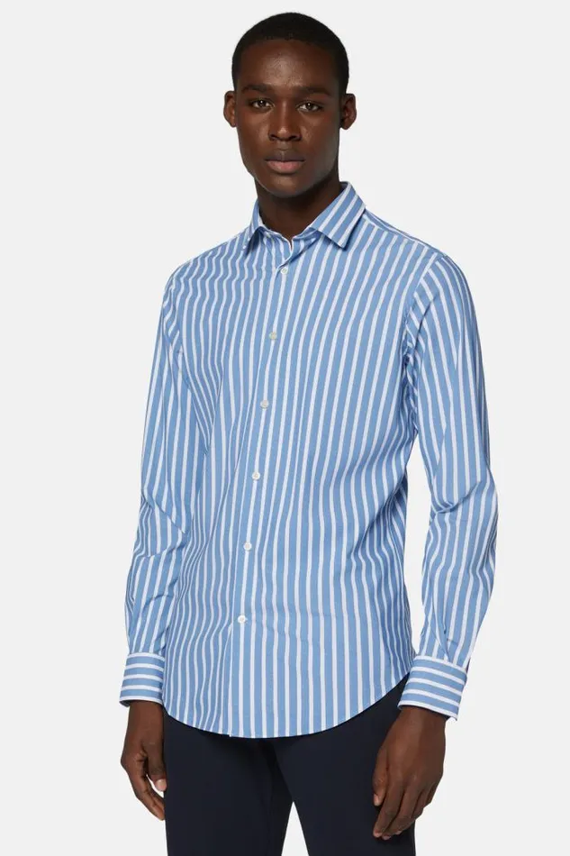 Casual Shirts Men Boggi Milano Slim Fit Sky Blue Stripe Stretch Nylon Shirt Light Blu Casual Shirts Men Boggi Milano Slim Fit Sky Blue Stripe Stretch Nylon Shirt Light Blu