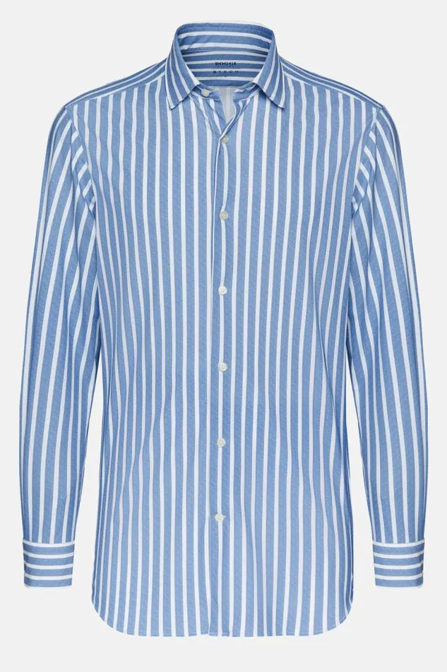 Casual Shirts Men Boggi Milano Slim Fit Sky Blue Stripe Stretch Nylon Shirt Light Blu Casual Shirts Men Boggi Milano Slim Fit Sky Blue Stripe Stretch Nylon Shirt Light Blu
