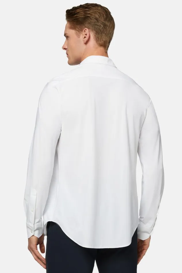 Casual Shirts Men Boggi Milano White Stretch Nylon Slim Fit Shirt White Casual Shirts Men Boggi Milano White Stretch Nylon Slim Fit Shirt White