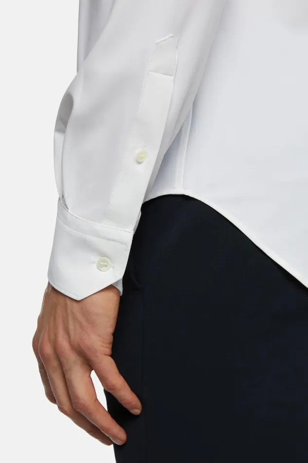 Casual Shirts Men Boggi Milano White Stretch Nylon Slim Fit Shirt White Casual Shirts Men Boggi Milano White Stretch Nylon Slim Fit Shirt White