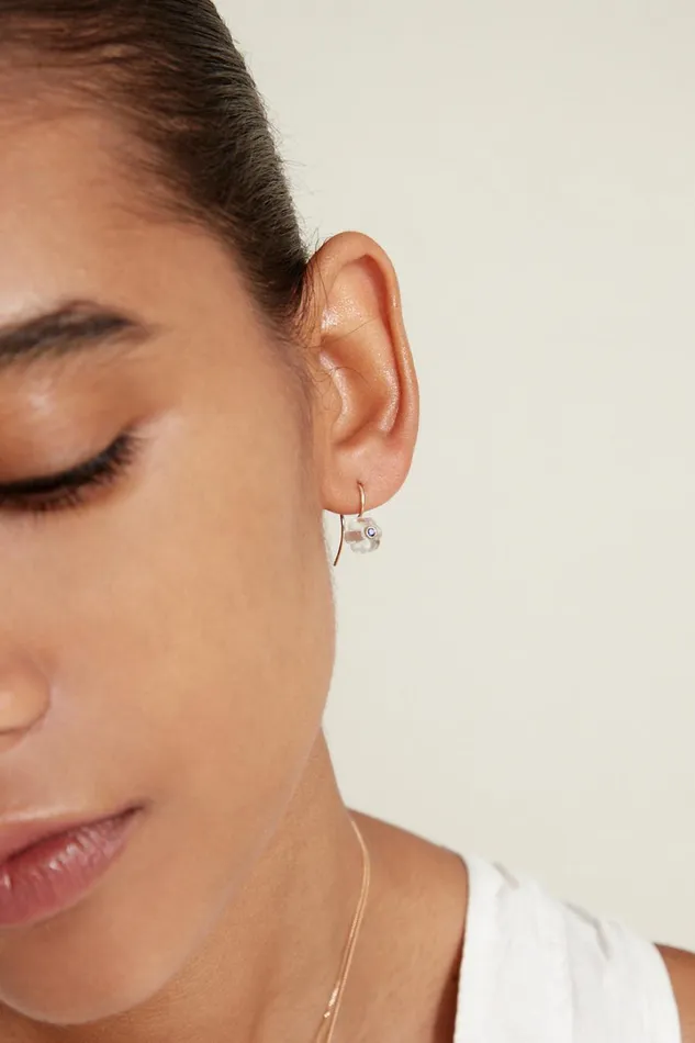 Chan Luu 14k Fine Women 14k Pumpkin Earrings Mini Clear Quartz