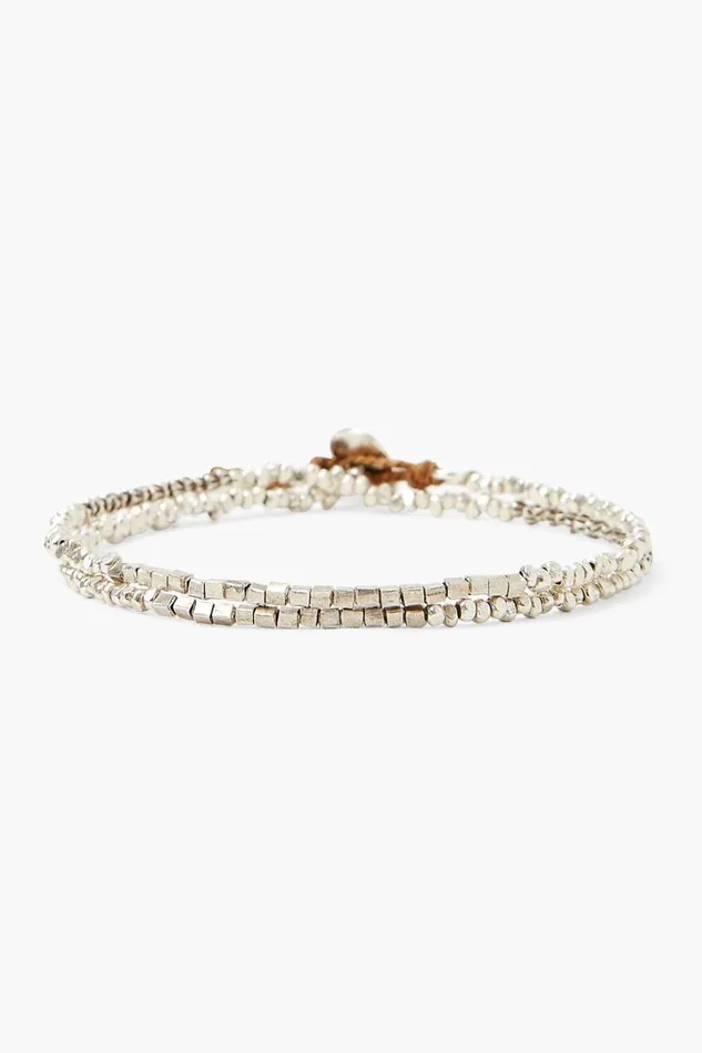 Chan Luu Bracelets Women Cube Double Naked Wrap Bracelet Silver