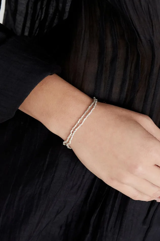 Chan Luu Bracelets Women Cube Double Naked Wrap Bracelet Silver