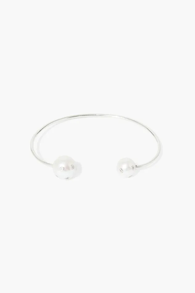 Chan Luu Bracelets Women Joanna Diamond Cuff White Pearl