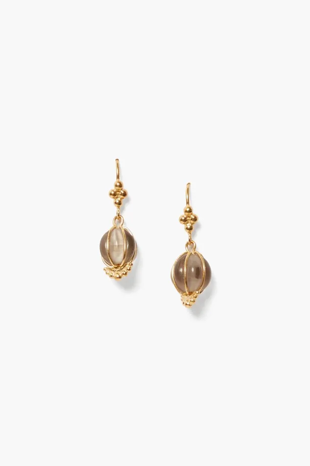 Chan Luu Earrings Women Balloon Earrings Smoky Quartz