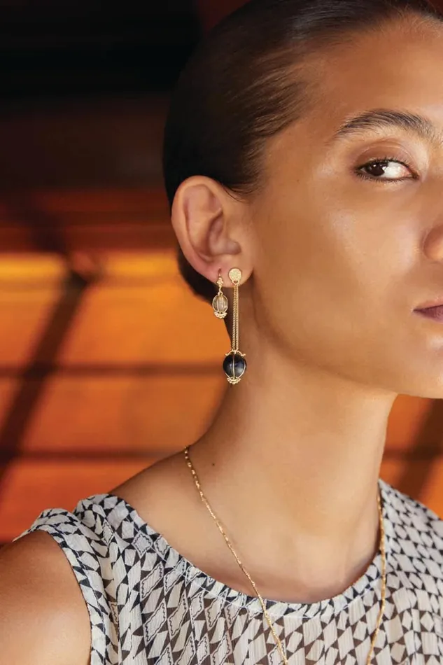 Chan Luu Earrings Women Balloon Earrings Smoky Quartz