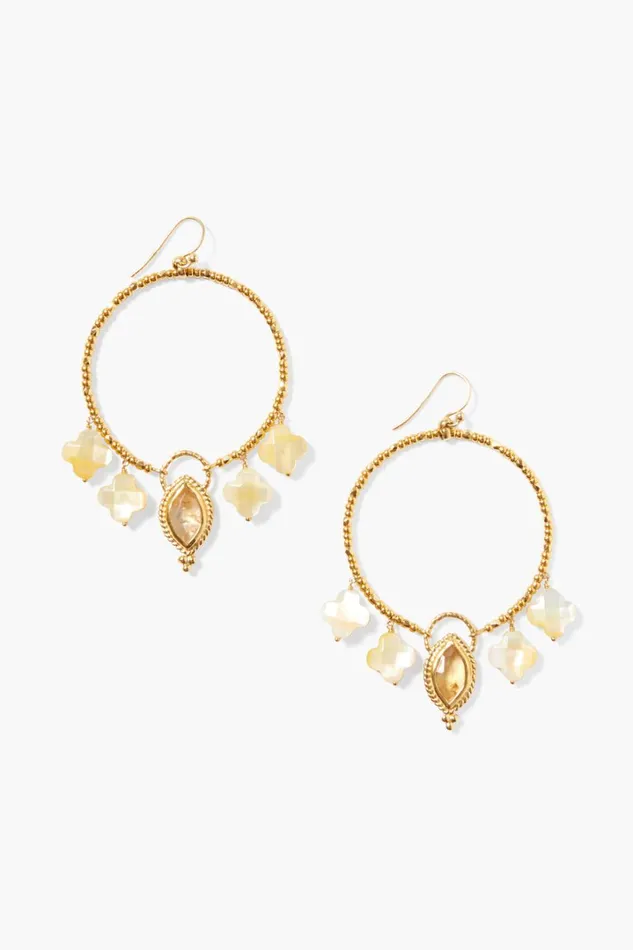 Chan Luu Earrings Women Clover Hoop Earrings Citrine Mix