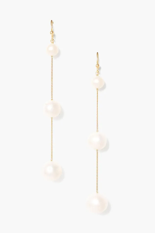 Chan Luu Earrings Women Tiered Floating Pearl Earrings