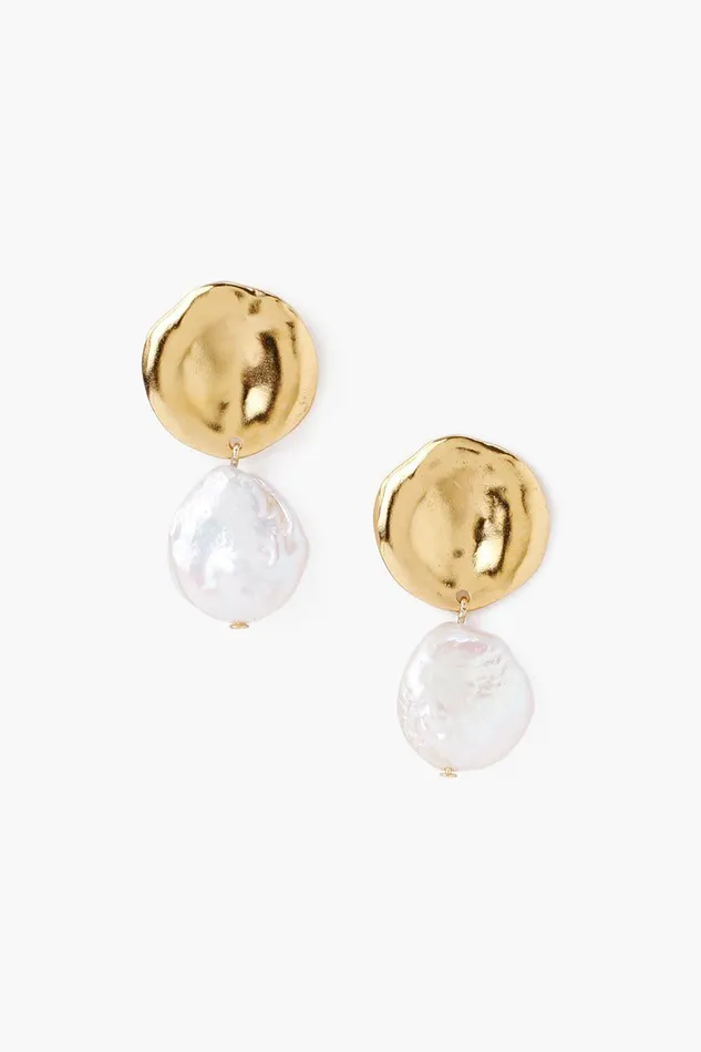 Chan Luu Earrings Women Two Tiered White Keshi Pearl Earrings