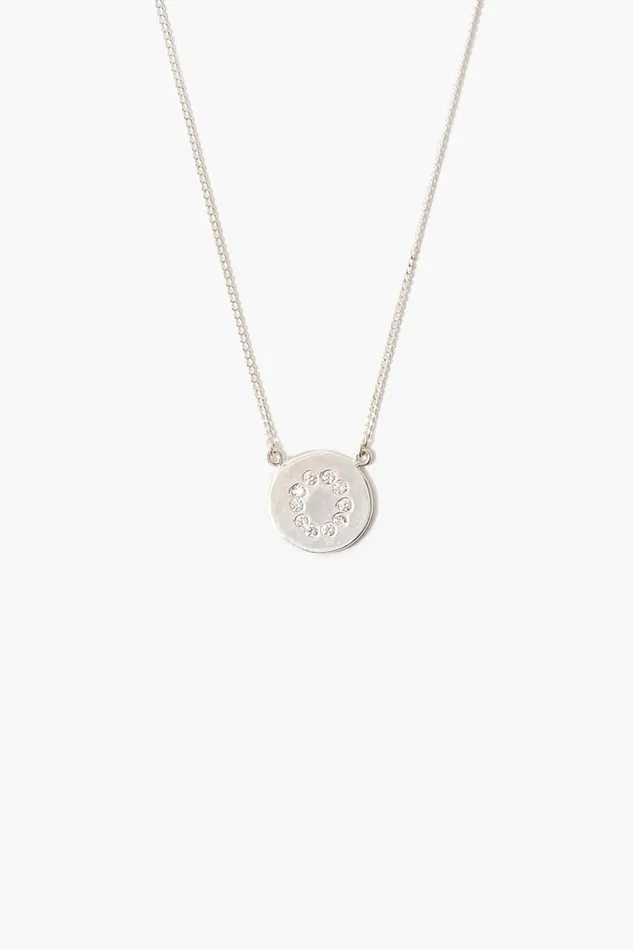 Chan Luu Necklaces Women Diamond Initial Coin Necklace Silver