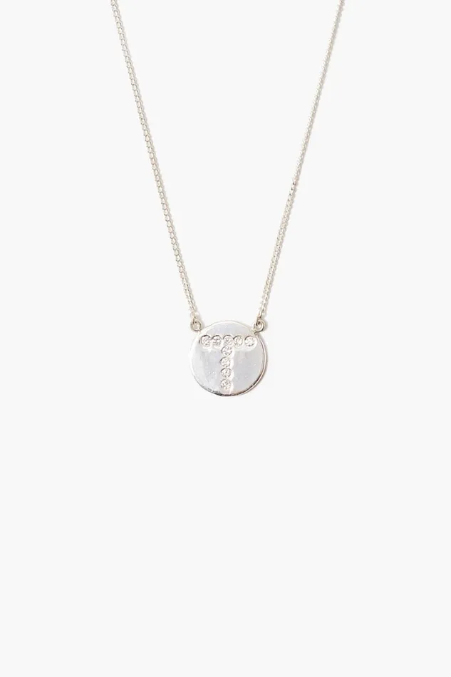 Chan Luu Necklaces Women Diamond Initial Coin Necklace Silver