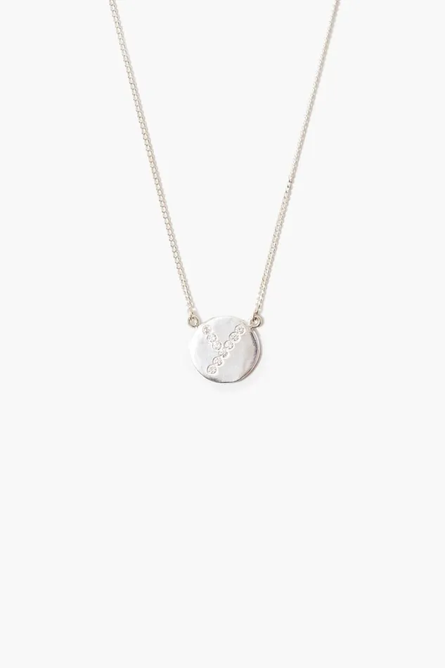 Chan Luu Necklaces Women Diamond Initial Coin Necklace Silver
