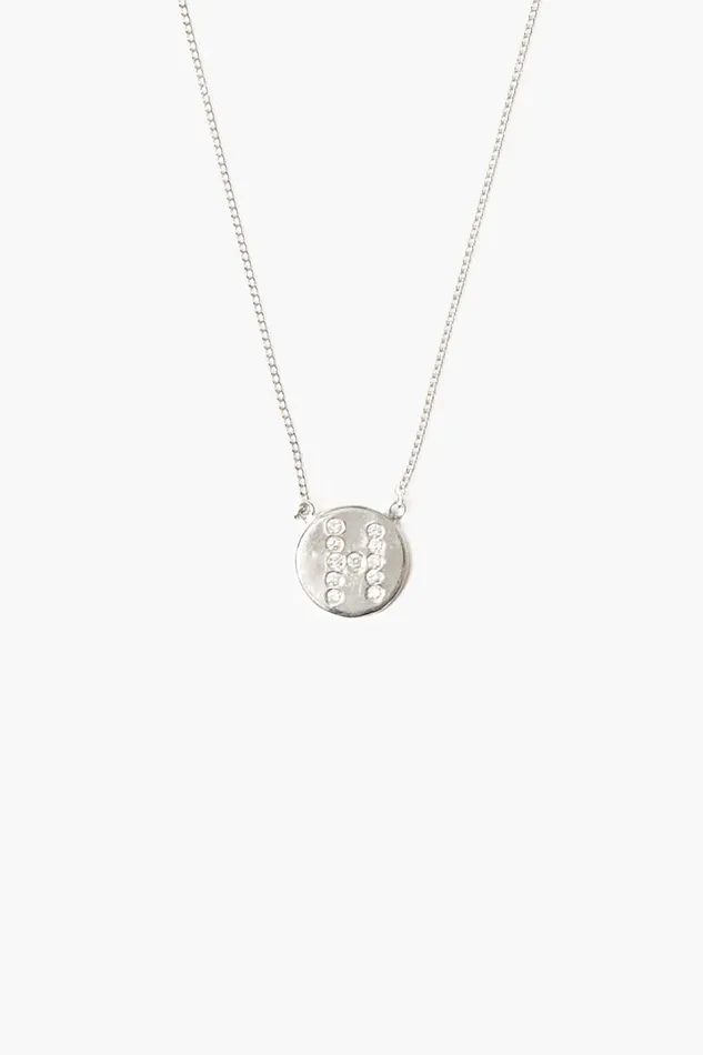 Chan Luu Necklaces Women Diamond Initial Coin Necklace Silver