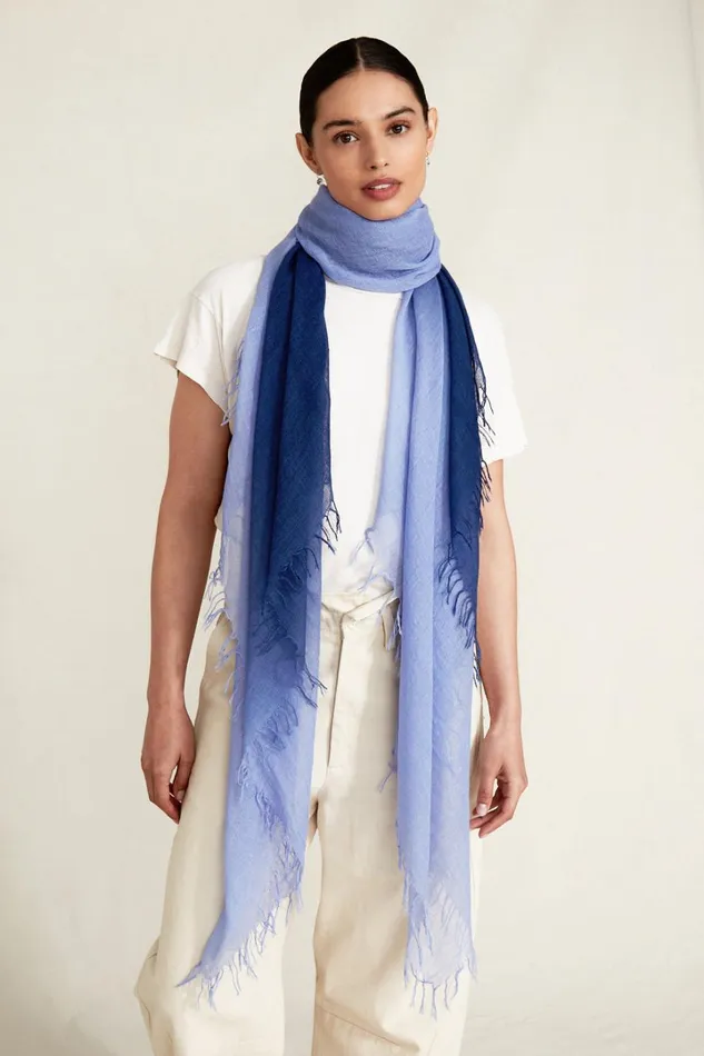 Chan Luu Scarves Women Cashmere And Silk Scarf Estate Blue Dip Dyed