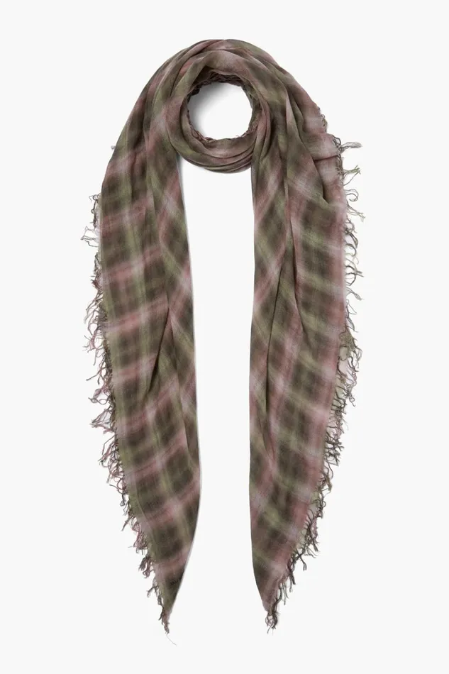 Chan Luu Scarves Women Cashmere And Silk Scarf Forest Plaid
