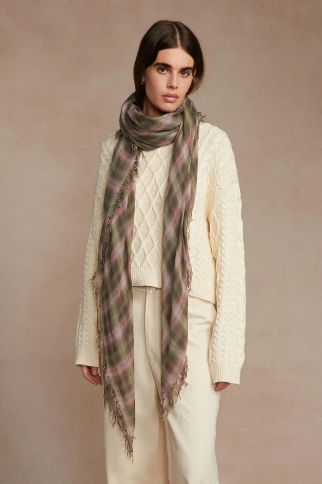 Chan Luu Scarves Women Cashmere And Silk Scarf Forest Plaid