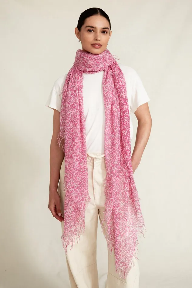 Chan Luu Scarves Women Cashmere And Silk Scarf Pink Hibiscus Floral