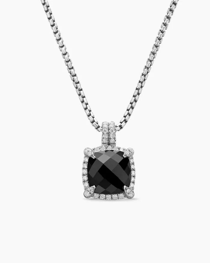 Chatelaine Pav Bezel Pendant Necklace In Sterling Silver With Black Onyx And Diamonds 9mm Women David Yurman Pendant Chatelaine Pav Bezel Pendant Necklace In Sterling Silver With Black Onyx And Diamonds 9mm Women David Yurman Pendant