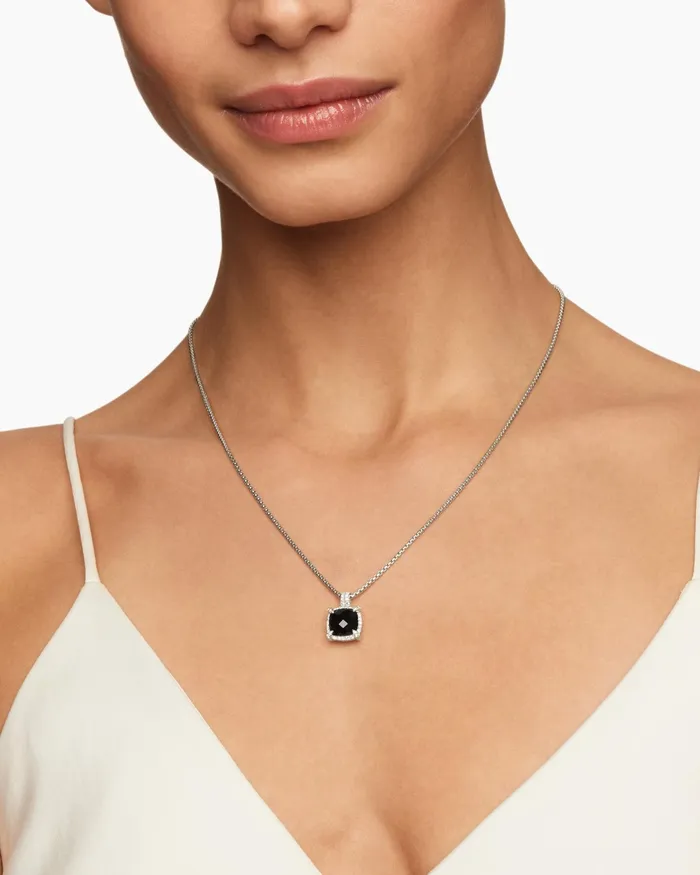 Chatelaine Pav Bezel Pendant Necklace In Sterling Silver With Black Onyx And Diamonds 9mm Women David Yurman Pendant Chatelaine Pav Bezel Pendant Necklace In Sterling Silver With Black Onyx And Diamonds 9mm Women David Yurman Pendant