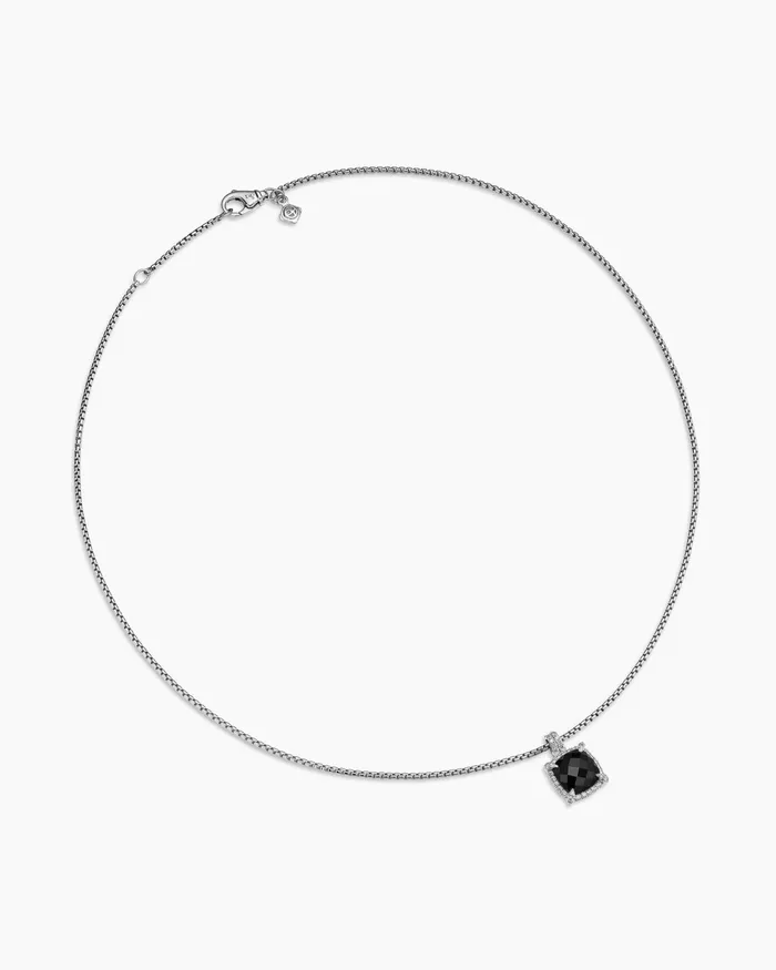 Chatelaine Pav Bezel Pendant Necklace In Sterling Silver With Black Onyx And Diamonds 9mm Women David Yurman Pendant Chatelaine Pav Bezel Pendant Necklace In Sterling Silver With Black Onyx And Diamonds 9mm Women David Yurman Pendant