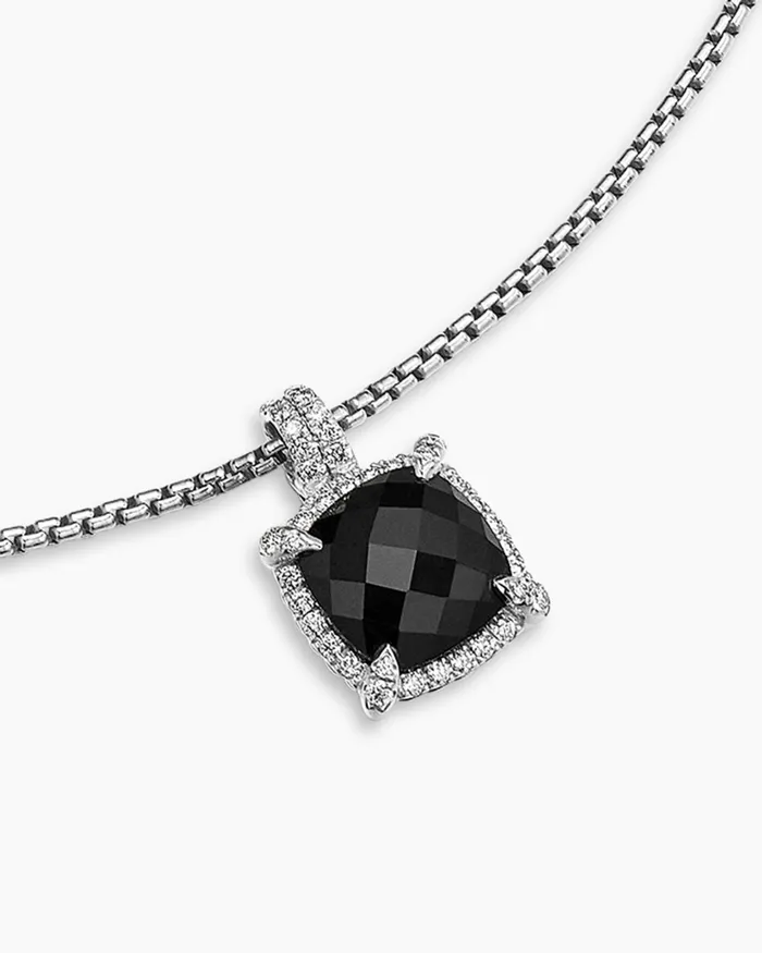 Chatelaine Pav Bezel Pendant Necklace In Sterling Silver With Black Onyx And Diamonds 9mm Women David Yurman Pendant Chatelaine Pav Bezel Pendant Necklace In Sterling Silver With Black Onyx And Diamonds 9mm Women David Yurman Pendant