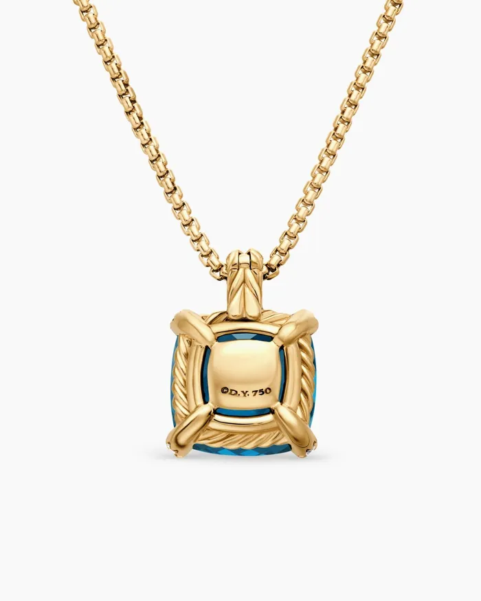 Chatelaine Pendant Necklace In 18K Yellow Gold With Hampton Blue Topaz And Diamonds 14mm Women David Yurman Pendant Chatelaine Pendant Necklace In 18K Yellow Gold With Hampton Blue Topaz And Diamonds 14mm Women David Yurman Pendant