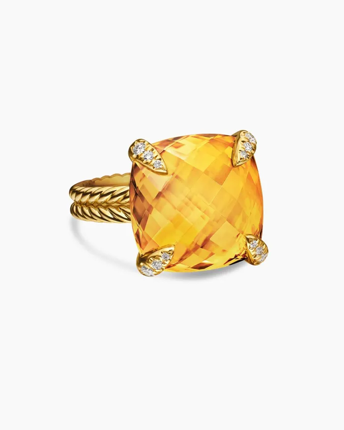 Chatelaine Ring In 18K Yellow Gold With Diamonds 14mm Women David Yurman Statement Chatelaine Ring In 18K Yellow Gold With Diamonds 14mm Women David Yurman Statement