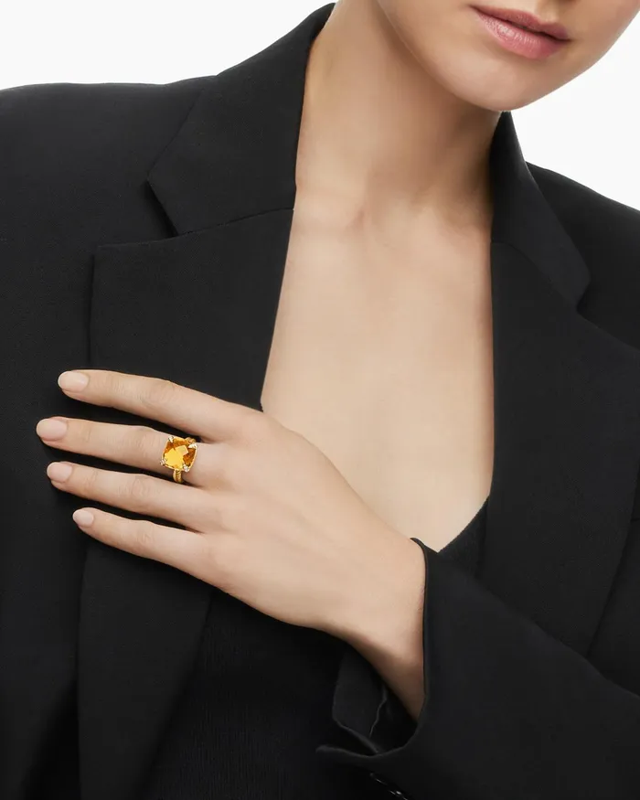 Chatelaine Ring In 18K Yellow Gold With Diamonds 14mm Women David Yurman Statement Chatelaine Ring In 18K Yellow Gold With Diamonds 14mm Women David Yurman Statement
