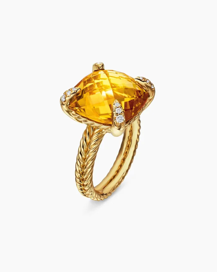 Chatelaine Ring In 18K Yellow Gold With Diamonds 14mm Women David Yurman Statement Chatelaine Ring In 18K Yellow Gold With Diamonds 14mm Women David Yurman Statement