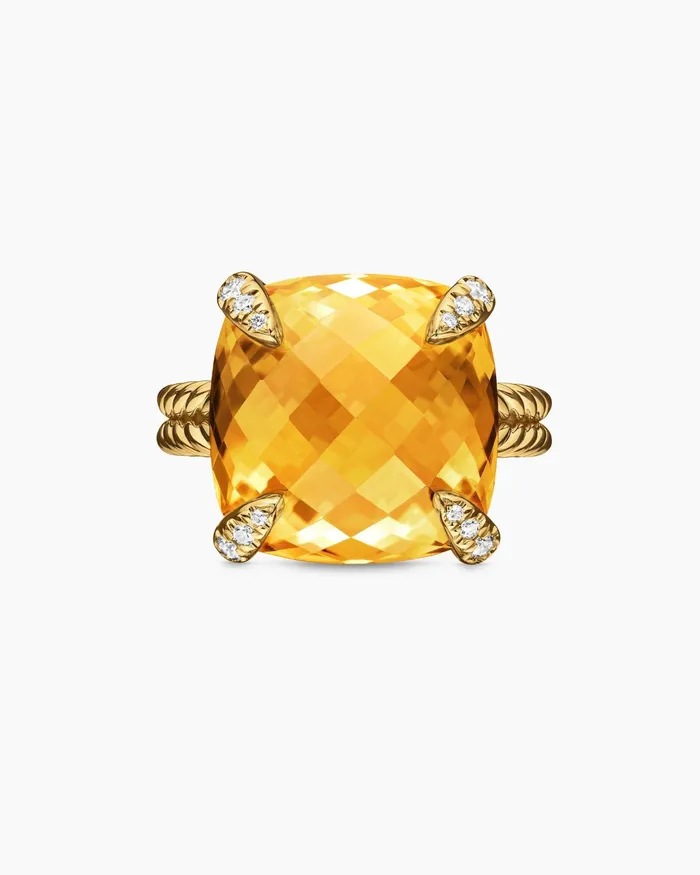 Chatelaine Ring In 18K Yellow Gold With Diamonds 14mm Women David Yurman Statement Chatelaine Ring In 18K Yellow Gold With Diamonds 14mm Women David Yurman Statement