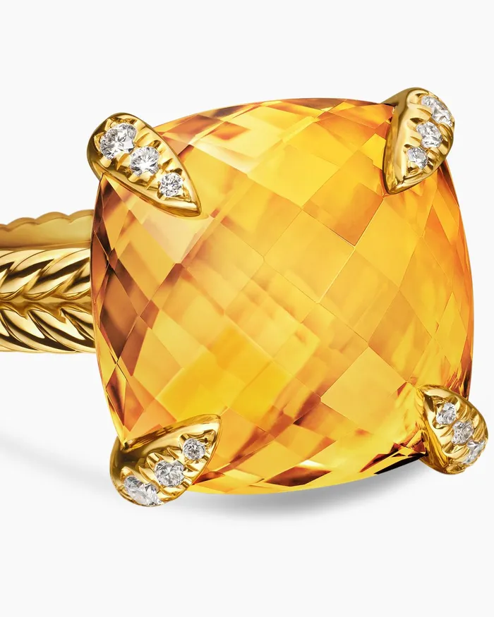 Chatelaine Ring In 18K Yellow Gold With Diamonds 14mm Women David Yurman Statement Chatelaine Ring In 18K Yellow Gold With Diamonds 14mm Women David Yurman Statement