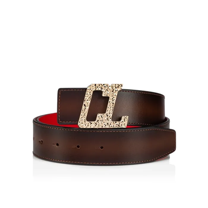Christian Louboutin Belts Men Happy Rui CL Logo Belt Buckle Belt Buckle 8211 Hammered Metal 8211 Gold