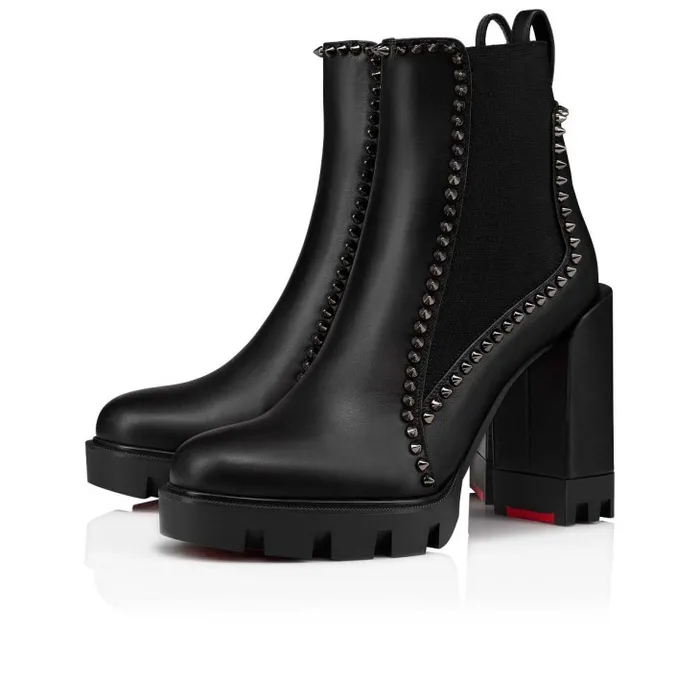 Christian Louboutin Boots Women Out Line Spike Lug 100 Mm Low Boots 8211 Calf Leather 8211 Black Christian Louboutin Boots Women Out Line Spike Lug 100 Mm Low Boots 8211 Calf Leather 8211 Black