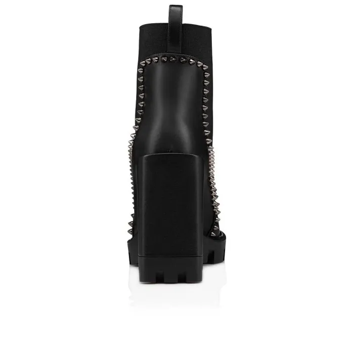 Christian Louboutin Boots Women Out Line Spike Lug 100 Mm Low Boots 8211 Calf Leather 8211 Black
