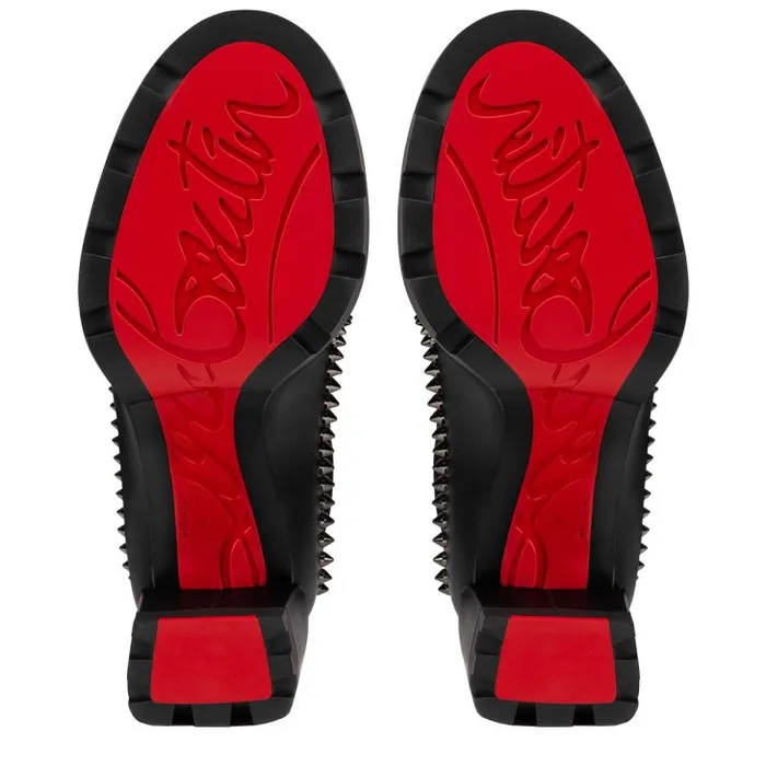 Christian Louboutin Boots Women Out Line Spike Lug 100 Mm Low Boots 8211 Calf Leather 8211 Black