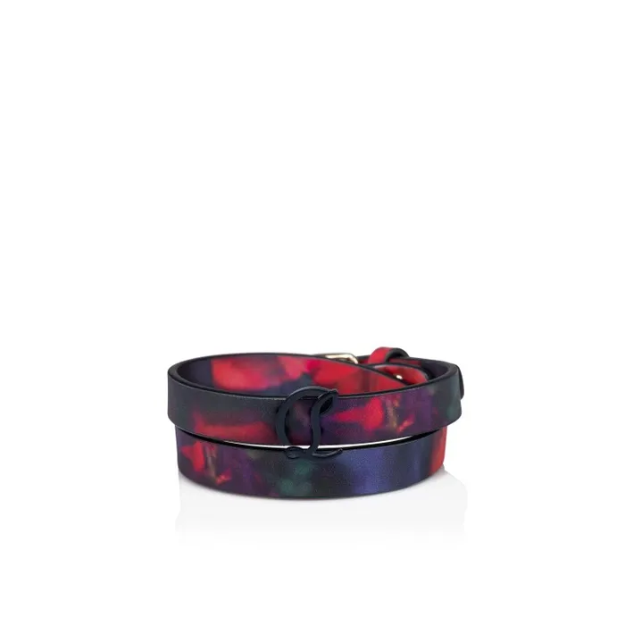 Christian Louboutin Bracelets WomenMen CL Logo Double Bracelet 8211 Soft Roses Printed Calf Leather 8211 Multicolor Christian Louboutin Bracelets WomenMen CL Logo Double Bracelet 8211 Soft Roses Printed Calf Leather 8211 Multicolor