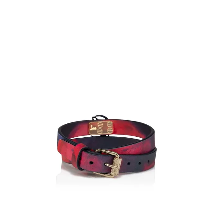 Christian Louboutin Bracelets WomenMen CL Logo Double Bracelet 8211 Soft Roses Printed Calf Leather 8211 Multicolor