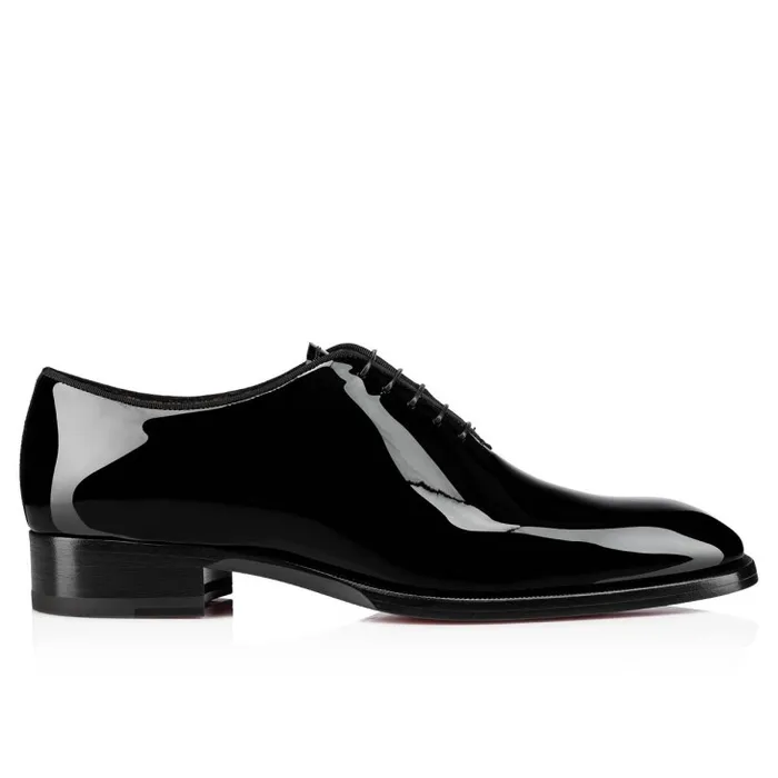 Christian Louboutin Buckles and Laceups Men Corteo Laceup Shoes 8211 Patent Calf 8211 Black