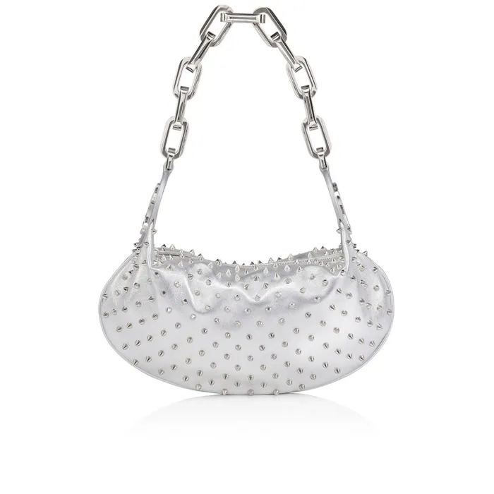 Christian Louboutin Clutches and Evening Bags Women Le 54 Chain Bag 8211 Nappa Leather And Spikes 8211 Silver
