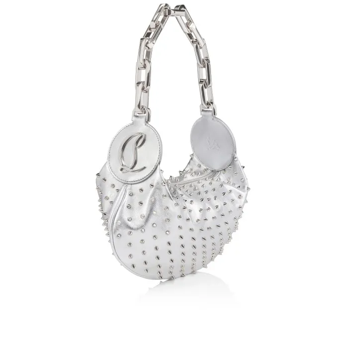Christian Louboutin Clutches and Evening Bags Women Le 54 Chain Bag 8211 Nappa Leather And Spikes 8211 Silver