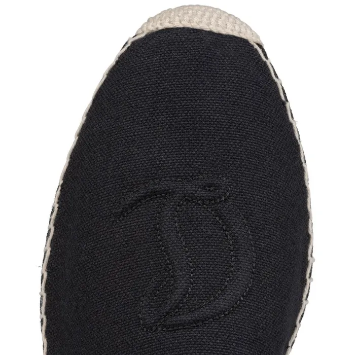 Christian Louboutin Flats and Loafers Women Nanou Lace CL Espadrilles 8211 Olona Canva And Calf Leather 8211 Black