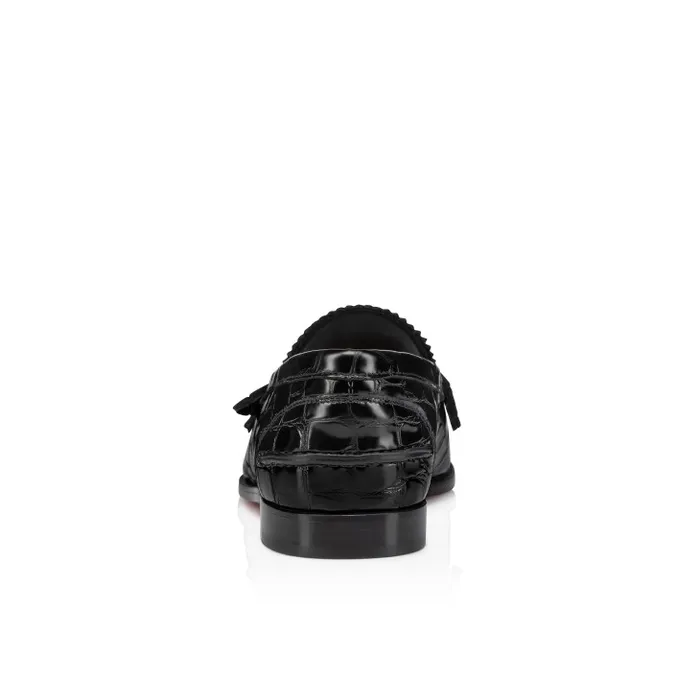 Christian Louboutin Flats and Loafers Women Penny Loafers 8211 Alligator Embossed Calf Leather 8211 Black