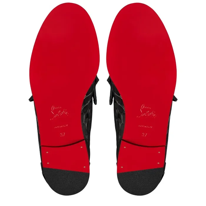 Christian Louboutin Flats and Loafers Women Penny Loafers 8211 Alligator Embossed Calf Leather 8211 Black