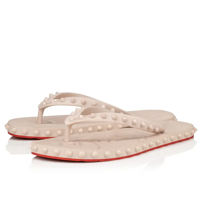 Christian Louboutin Flats and Loafers Women Super Loubi Flip Flipflops 8211 Rubber 8211 Leche Christian Louboutin Flats and Loafers Women Super Loubi Flip Flipflops 8211 Rubber 8211 Leche