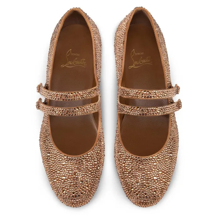 Christian Louboutin Flats and Loafers Women Sweet Jane Strass Ballerinas 8211 Veau Velours And Strass 8211 Nude 5