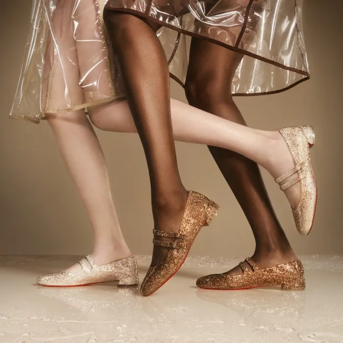 Christian Louboutin Flats and Loafers Women Sweet Jane Strass Ballerinas 8211 Veau Velours And Strass 8211 Nude 5
